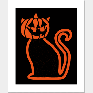 Halloween Pumpkin Cat Posters and Art